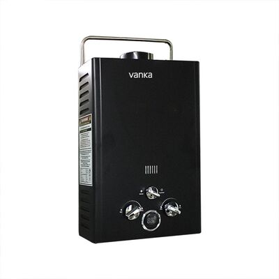 Schwarzer 12L tragbarer LPG-Durchlauferhitzer – sofort heißes Wasser mit Rauchabzug